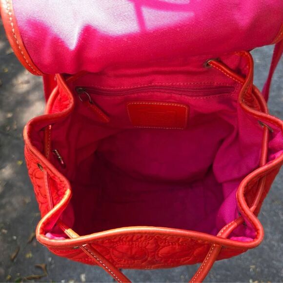 Coach Y2K Signature Quilted Drawstring Coral Mini Vintage Backpack. #5164 - Picture 11 of 13